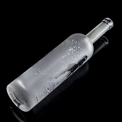 Glass Collar 750ml Acid Etch Vodka Bottle with Clear or Customized Color in Heze