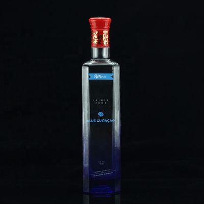 750ml Colorful Glass Liquor Bottle With Gold Collar Material and end Design for Vodka