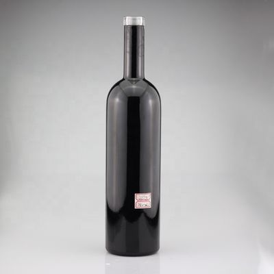 750ml Glossy Black Glass Vodka Painted Bottles Screen Printing Gin Closure Liquor Bottle