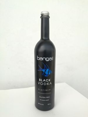 750ml Glossy Black Glass Vodka Painted Bottles Screen Printing Gin Closure Liquor Bottle