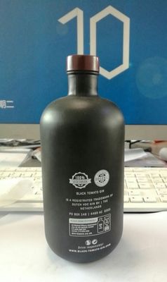 750ml Glossy Black Glass Vodka Painted Bottles Screen Printing Gin Closure Liquor Bottle