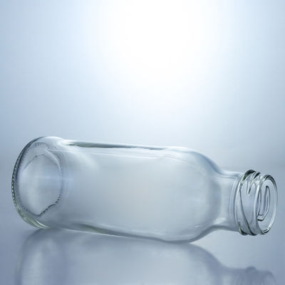 250ml Round Glass Food Jar for Milk Juice Fruit Tea Customized Logo and Glass Collar