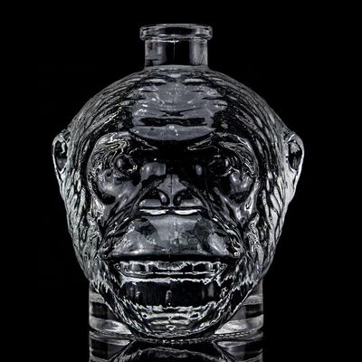 Unique Design 500ml 750ml Monkey Head Shaped Glass Bottle for Vodka Liquor With Cork