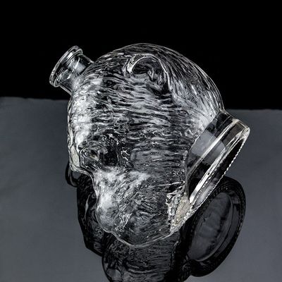 Unique Design 500ml 750ml Monkey Head Shaped Glass Bottle for Vodka Liquor With Cork