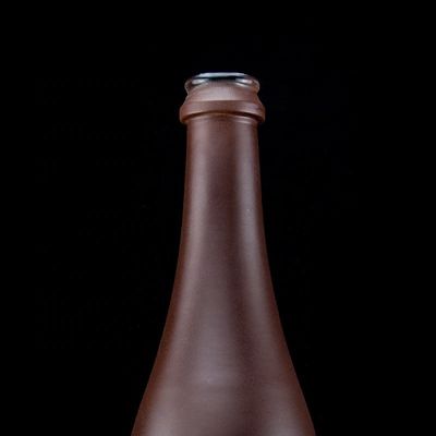 500ml Champagne Bottle With Matte Finish Unique Design Copper Coated Glass Collar