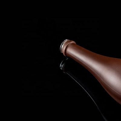 500ml Champagne Bottle With Matte Finish Unique Design Copper Coated Glass Collar