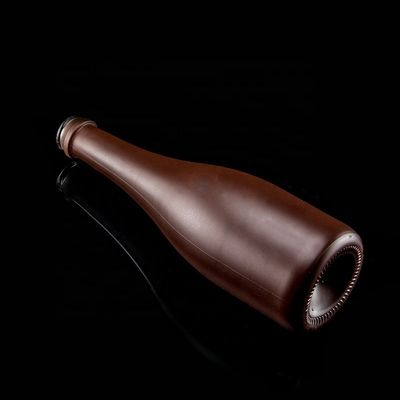 500ml Champagne Bottle With Matte Finish Unique Design Copper Coated Glass Collar