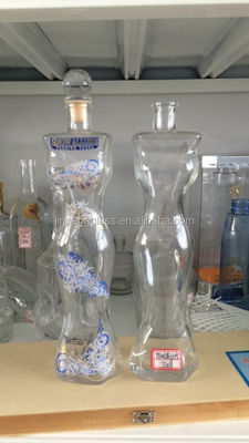 Custom Design Female Body Special Shape Liquor Bottle 1000ml 750ml with Decal Surface