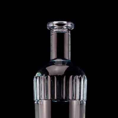 Pretty Light Blue 750ml 75cl Vertical Stripes Vodka Bottle With Lid Made of Clear Glass