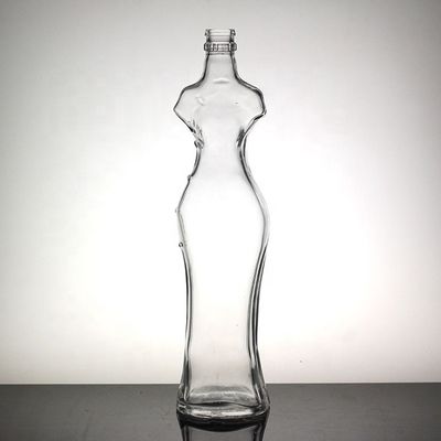 Sexy Female Body Shaped Bottle Unique Glass Liquor Bottle With Crown Cap