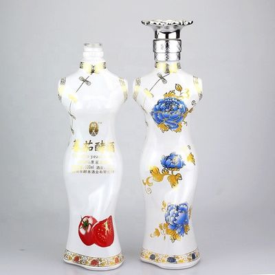 Sexy Female Body Shaped Bottle Unique Glass Liquor Bottle With Crown Cap
