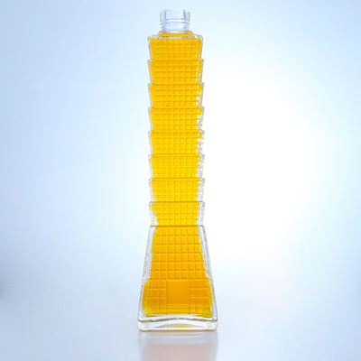 Tower Shape Glass Bottle for Vodka Brandy Tequila Customized Logo