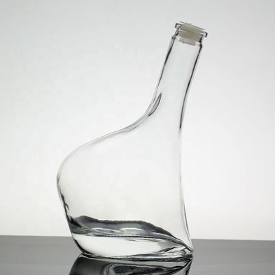 Custom Made Heart Shaped Glass Bottle With Crown Cap And Lid Unique Design