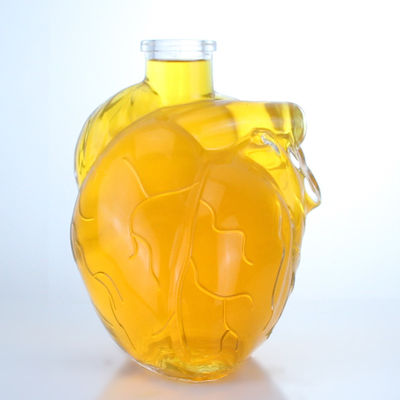 Clear or Customized Heart Shape Glass Liquor Bottle for Beverage Whisky Vodka Brandy