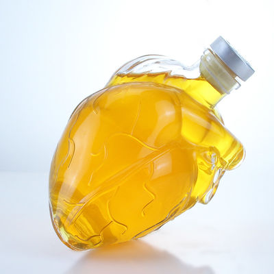 Clear or Customized Heart Shape Glass Liquor Bottle for Beverage Whisky Vodka Brandy