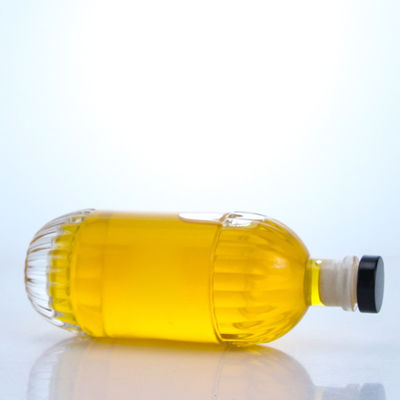 Industrial Beverage Glass Bottle with Embossed Design and Cork Round Shape