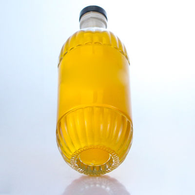 Industrial Beverage Glass Bottle with Embossed Design and Cork Round Shape