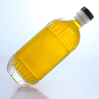Industrial Beverage Glass Bottle with Embossed Design and Cork Round Shape