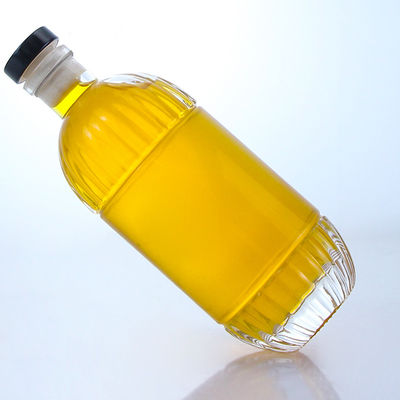Industrial Beverage Glass Bottle with Embossed Design and Cork Round Shape