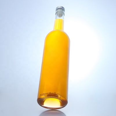 Customized Logo Glass Bottle for 750ml Long Neck Clear Flint Gin Rum Champagne Liquor