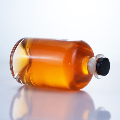 Glass Collar 750ml Short Neck Round Shaped Empty Clear Flint Gin Rum Champagne Liquor Spirits Bottle with Cork