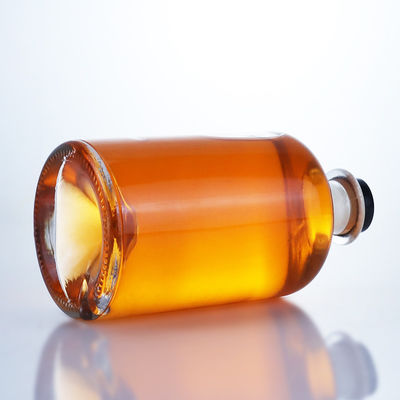 Glass Collar 750ml Short Neck Round Shaped Empty Clear Flint Gin Rum Champagne Liquor Spirits Bottle with Cork