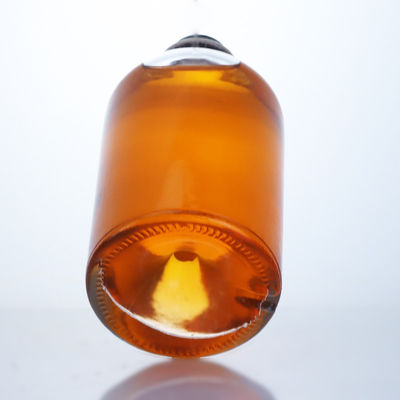 Glass Collar 750ml Short Neck Round Shaped Empty Clear Flint Gin Rum Champagne Liquor Spirits Bottle with Cork