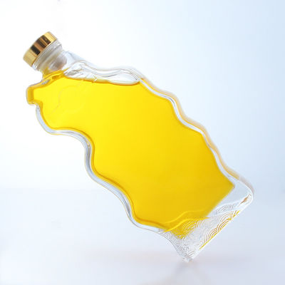 Cork Sealing Clear or Customized Special Shape Glass Bottle for Whisky Vodka Brandy