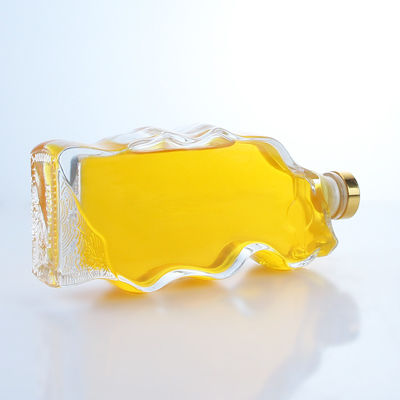 Cork Sealing Clear or Customized Special Shape Glass Bottle for Whisky Vodka Brandy