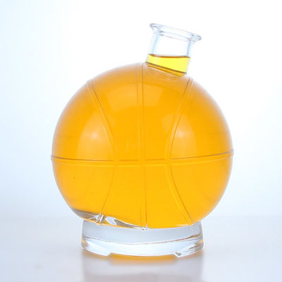 Whisky Gin Rum Vodka Glass Collar Ball Shape Bottle with Custom Cap and Cork Stopper