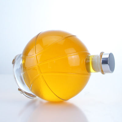 Whisky Gin Rum Vodka Glass Collar Ball Shape Bottle with Custom Cap and Cork Stopper
