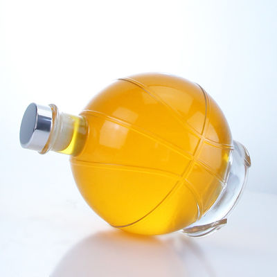 Whisky Gin Rum Vodka Glass Collar Ball Shape Bottle with Custom Cap and Cork Stopper