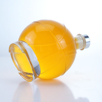 Whisky Gin Rum Vodka Glass Collar Ball Shape Bottle with Custom Cap and Cork Stopper