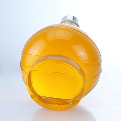 Whisky Gin Rum Vodka Glass Collar Ball Shape Bottle with Custom Cap and Cork Stopper