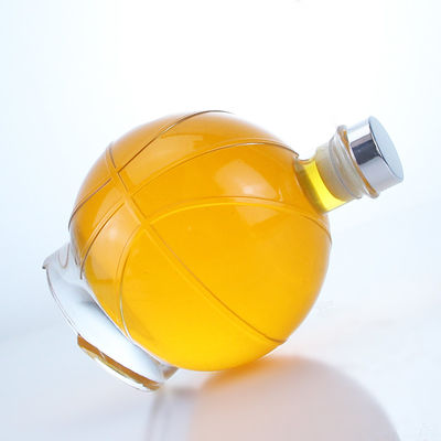 Whisky Gin Rum Vodka Glass Collar Ball Shape Bottle with Custom Cap and Cork Stopper