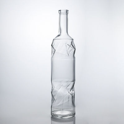 Surface Handling Decal Custom Shape Embossed Glass Liquor Bottle for Whisky Gin Rum