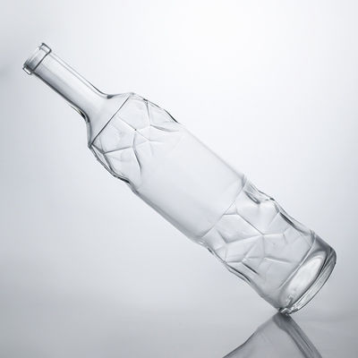 Surface Handling Decal Custom Shape Embossed Glass Liquor Bottle for Whisky Gin Rum