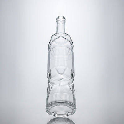 Surface Handling Decal Custom Shape Embossed Glass Liquor Bottle for Whisky Gin Rum