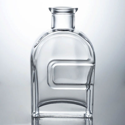 Custom Squircle Glass Liquor Bottle for Gin Rum Brandy Vodka and Cork Stopper Included