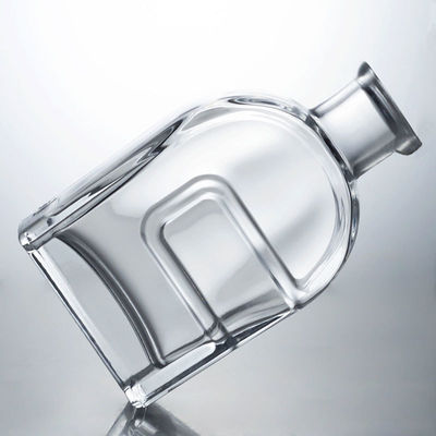 Custom Squircle Glass Liquor Bottle for Gin Rum Brandy Vodka and Cork Stopper Included
