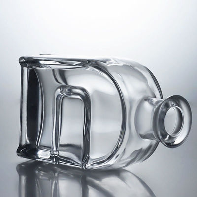 Custom Squircle Glass Liquor Bottle for Gin Rum Brandy Vodka and Cork Stopper Included