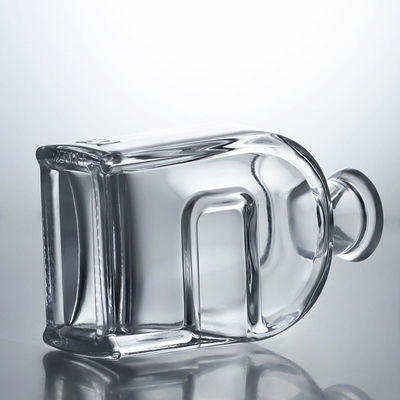 Custom Squircle Glass Liquor Bottle for Gin Rum Brandy Vodka and Cork Stopper Included