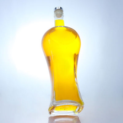 Clear or Customized Special Shape Cork Cap Spirit Glass Bottle for Whisky Vodka Tequila Gin Rum Made