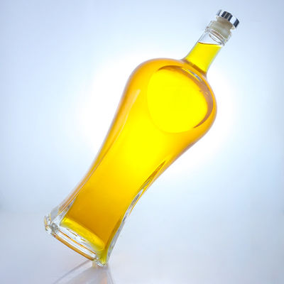 Clear or Customized Special Shape Cork Cap Spirit Glass Bottle for Whisky Vodka Tequila Gin Rum Made