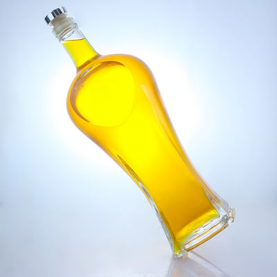 Clear or Customized Special Shape Cork Cap Spirit Glass Bottle for Whisky Vodka Tequila Gin Rum Made