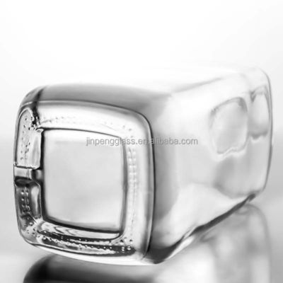 Glass Collar Square Gin Whiskey Rum Wine Vodka Bottle 750ml with Synthetic Cork