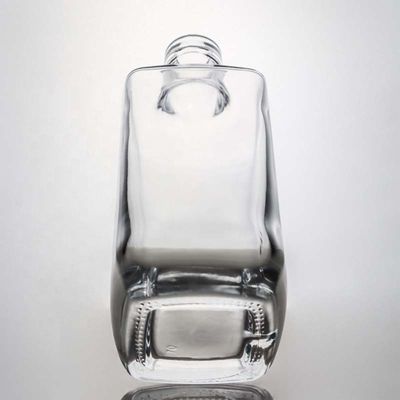 Glass Collar Square Gin Whiskey Rum Wine Vodka Bottle 750ml with Synthetic Cork