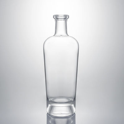 Whisky Gin Rum Super Flint Glass Bottle with Custom Glass Collar and Cork Stopper