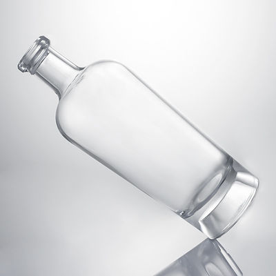 Whisky Gin Rum Super Flint Glass Bottle with Custom Glass Collar and Cork Stopper
