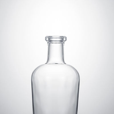 Whisky Gin Rum Super Flint Glass Bottle with Custom Glass Collar and Cork Stopper